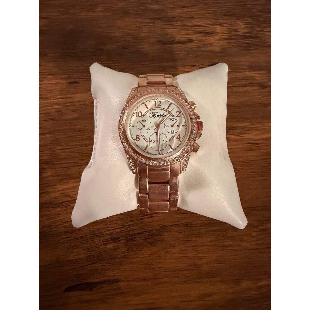 Breda Rose Gold Tone Crystal Accent Watch New Unused Protective Film Untested